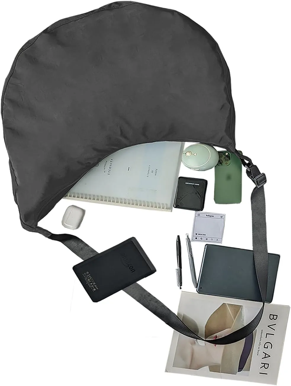Lightweight Nylon Crescent Crossbody Bag for Women Adjustable Strap Water-Resistant Everyday Purse