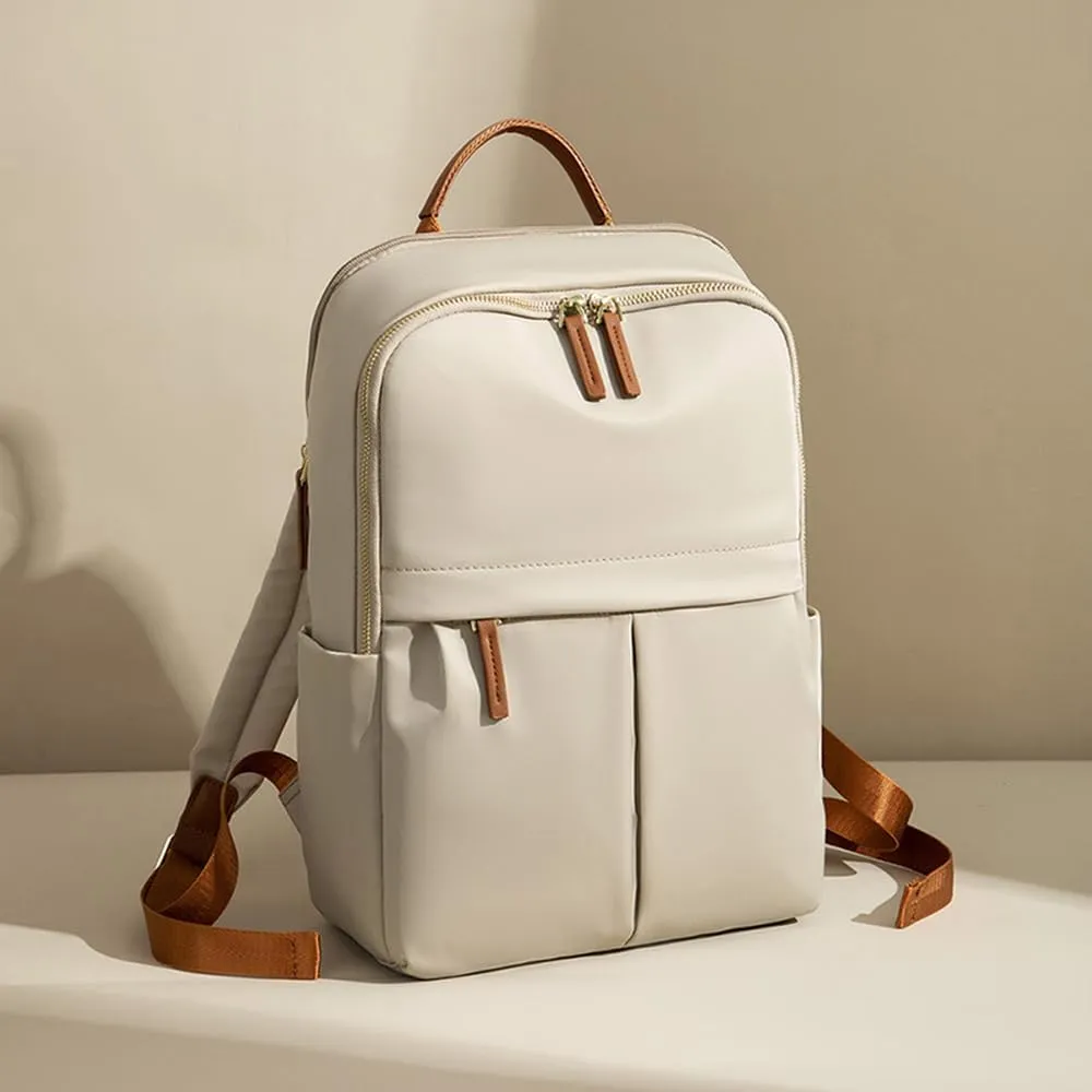 Lightweight Women's Backpack with Multiple Pockets - Ideal for Daily Use (Ivory)