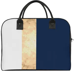 Lines Navy Blue And Yellow Fashionable Large Capacity Travel Handbag Unisex