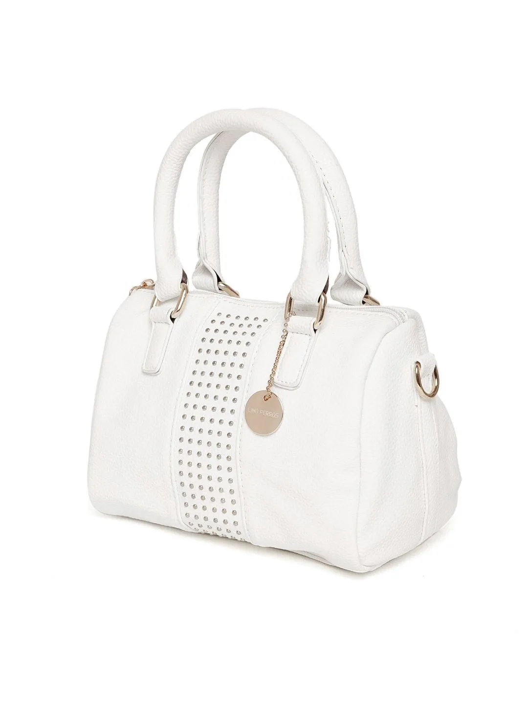 Lino Perros White Handheld Bag with Detachable Sling Strap