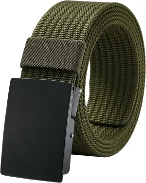LionVII Men Nylon Web Belts - Metal Buckle, Fully Adjustable Belt Strap for Work, Easy Trim to Fit 28-49" Waist
