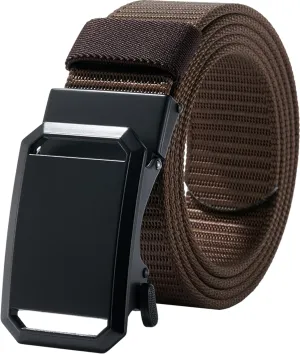 LionVII Ratchet Belts for Men - Fashion Belt Man Nylon Fabric 1 3/8" for Casual Jeans - Adjustable Trim to Fit 27-49" Waist