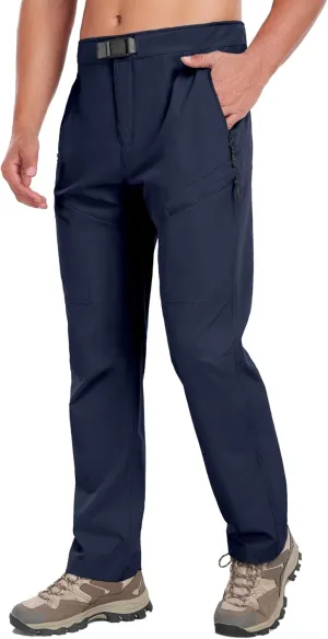 Little Donkey Andy Men's Lightweight Fishing Pants with Belt 5 Zip Pockets Waterproof Quick-Dry Travel Hiking Outdoor Pants