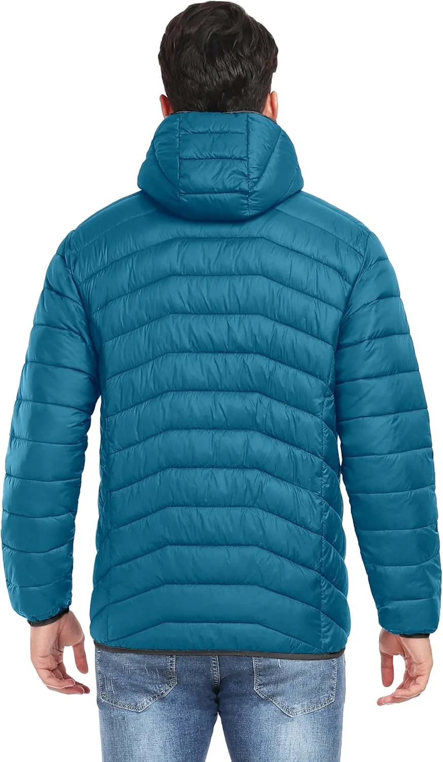 Little Donkey Andy Men's Packable Puffer Jacket Lightweight Hooded Windproof Winter Coat with Recycled Insulation
