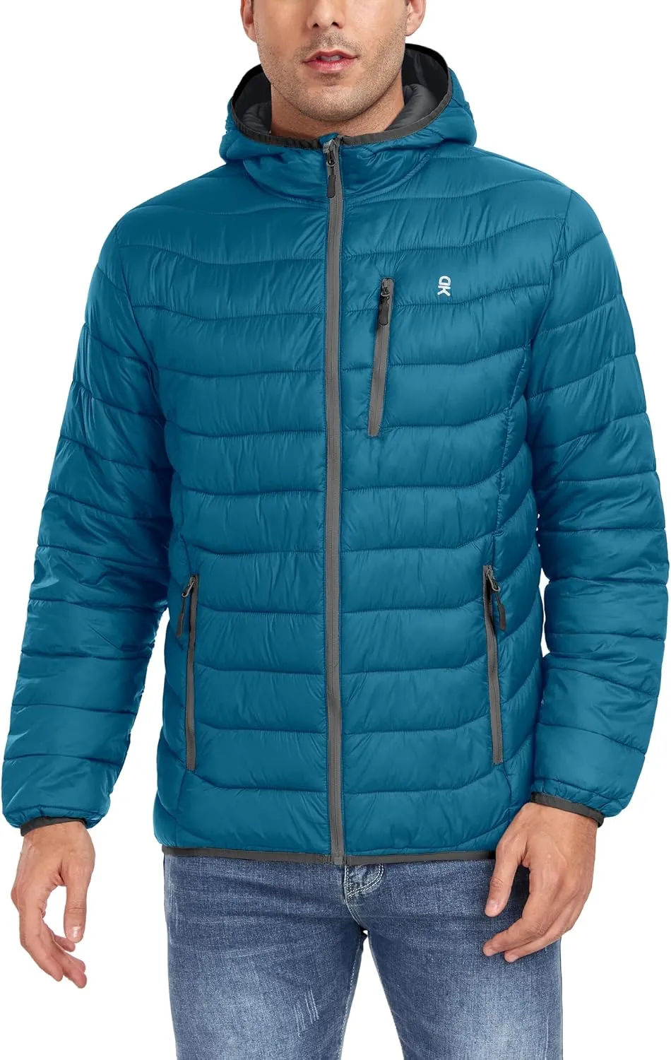 Little Donkey Andy Men's Packable Puffer Jacket Lightweight Hooded Windproof Winter Coat with Recycled Insulation
