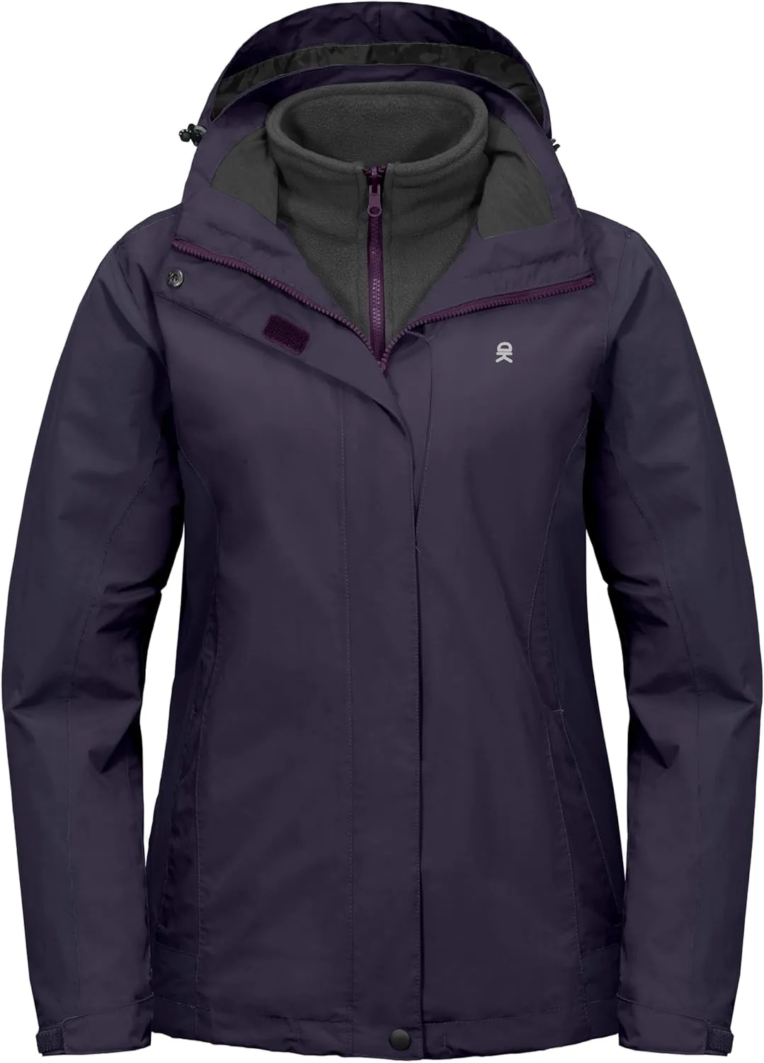 Little Donkey Andy Women's 3 in 1 Winter Ski Jacket Warm Fleece Liner Jacket Waterproof Windproof Snow Coat & Detachable Hood