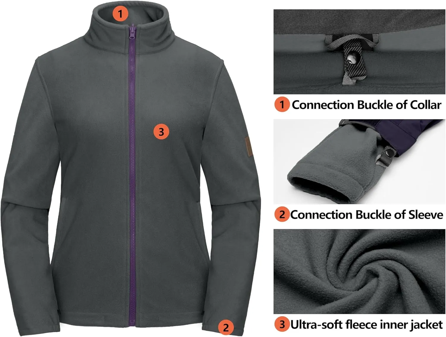 Little Donkey Andy Women's 3 in 1 Winter Ski Jacket Warm Fleece Liner Jacket Waterproof Windproof Snow Coat & Detachable Hood