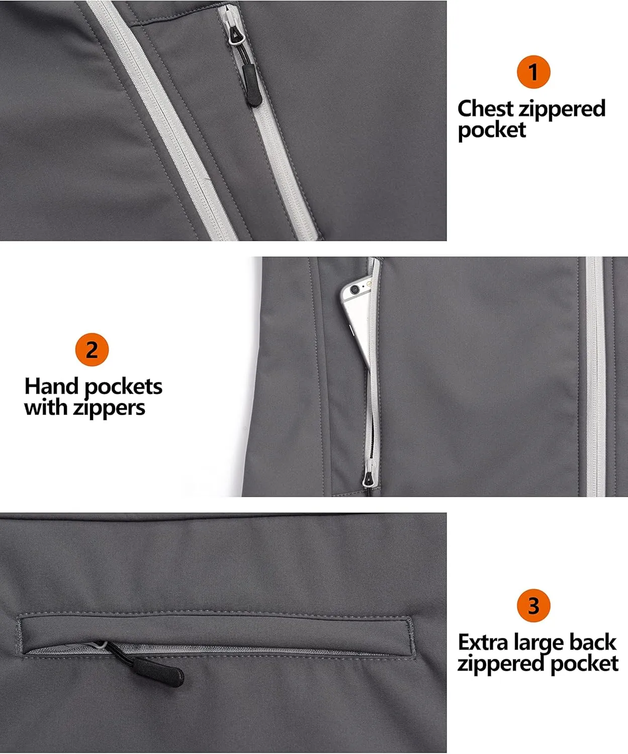 Little Donkey Andy Women's Fleece Lined Softshell Vest Lightweight Windproof Sleeveless Jacket for Hiking Outdoor Travel Golf