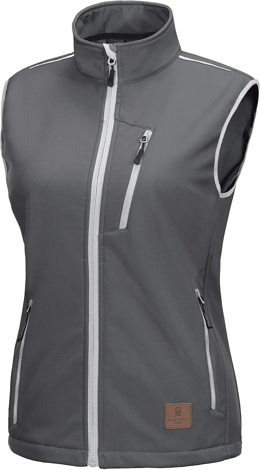 Little Donkey Andy Women's Fleece Lined Softshell Vest Lightweight Windproof Sleeveless Jacket for Hiking Outdoor Travel Golf