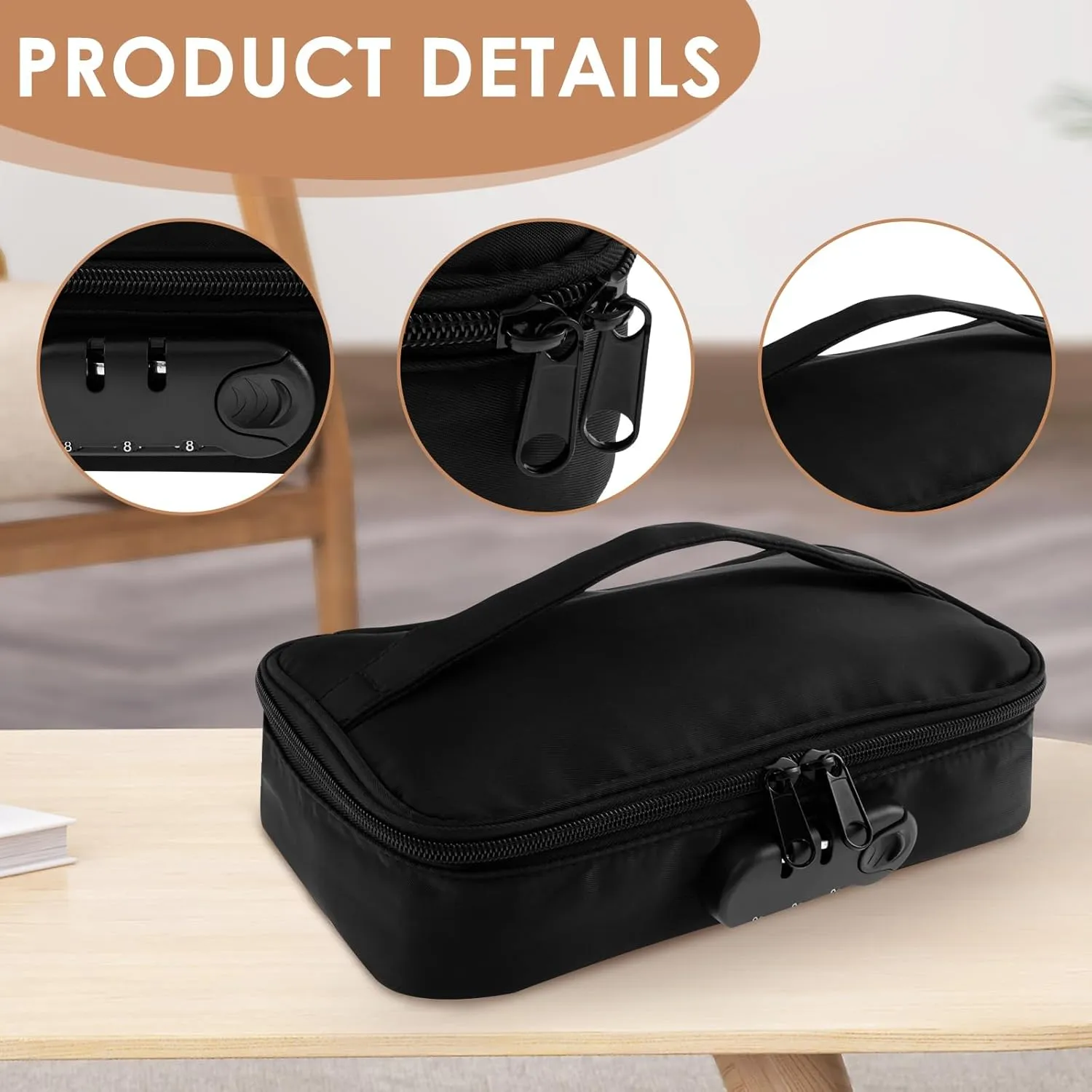 Lockable Storage Bag 2 Pcs Portable Locking Toy Storage Bag with 4 Mini EVA Zipper Boxes Lightweight Discreet Lockable Storage Toy Bag Box Organizer Container for Private Items Women Men (2)