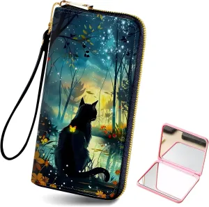 Long Wallet for Women, PU Leather Wristlet Wallet with Zipper Credit Card Holder Pocket Business Travel Wallet
