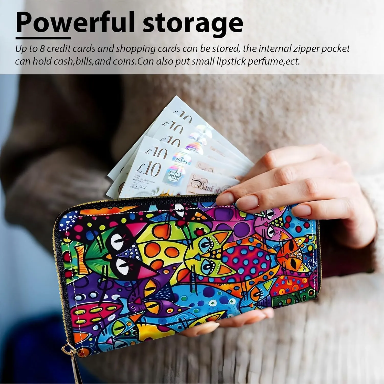 Long Wallet for Women, PU Leather Wristlet Wallet with Zipper Credit Card Holder Pocket Business Travel Wallet