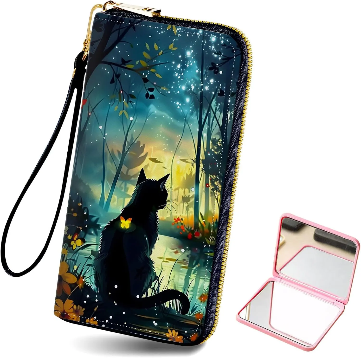 Long Wallet for Women, PU Leather Wristlet Wallet with Zipper Credit Card Holder Pocket Business Travel Wallet