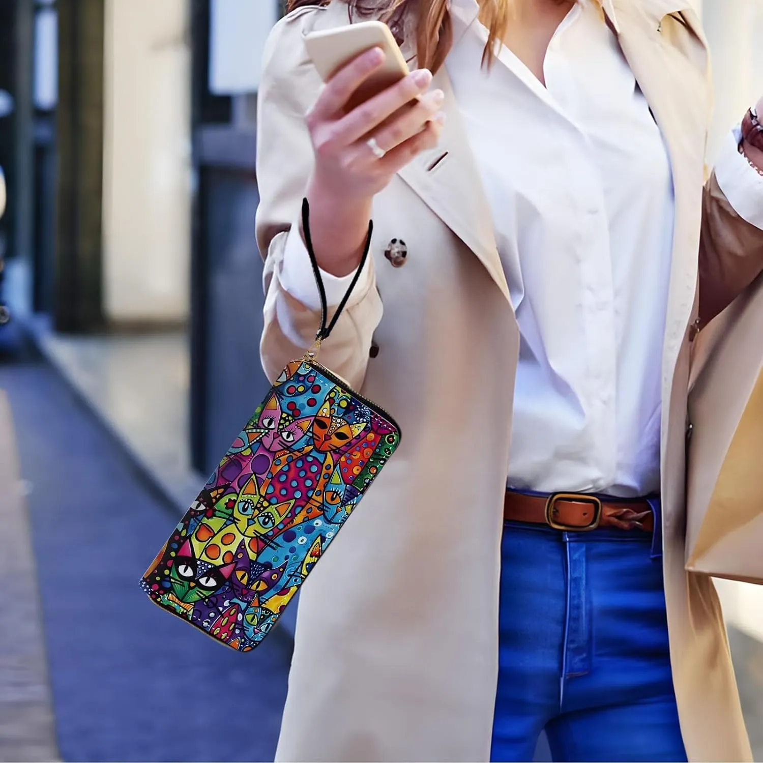 Long Wallet for Women, PU Leather Wristlet Wallet with Zipper Credit Card Holder Pocket Business Travel Wallet