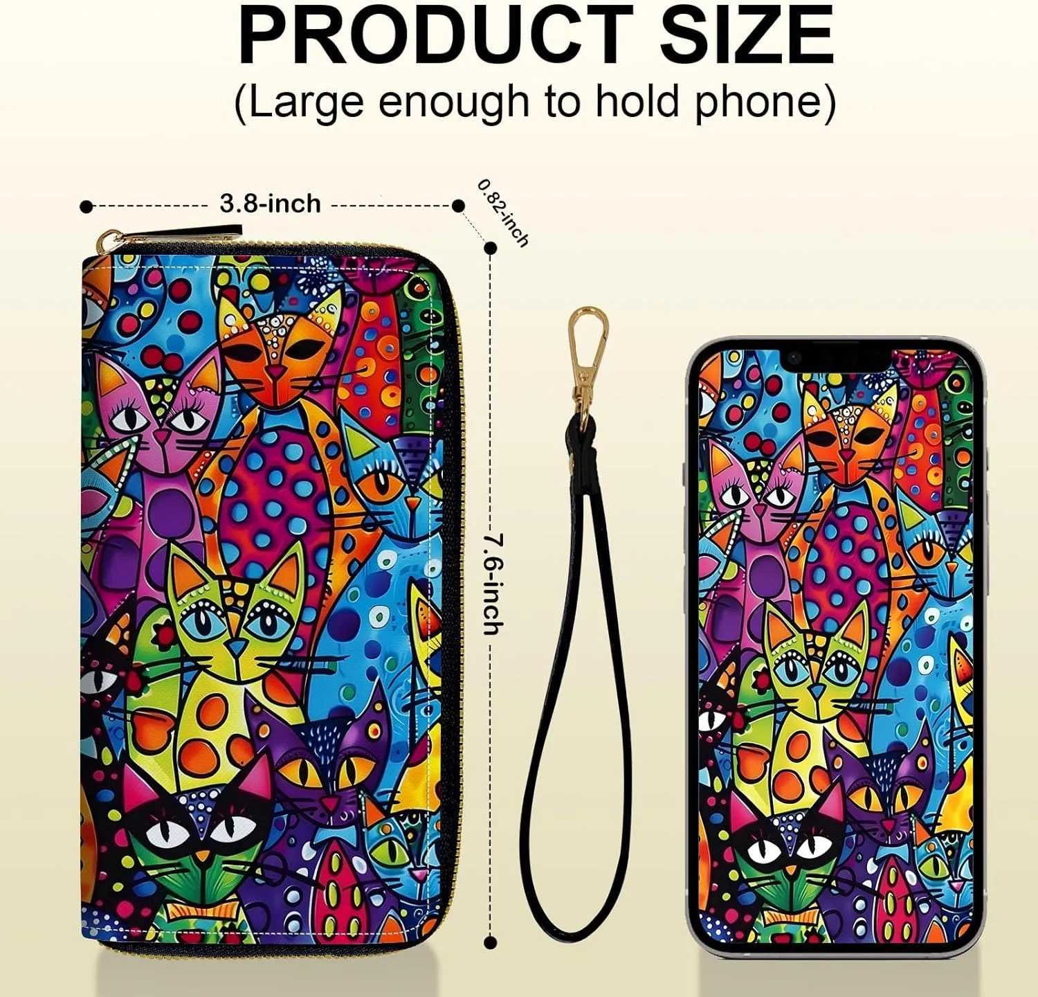 Long Wallet for Women, PU Leather Wristlet Wallet with Zipper Credit Card Holder Pocket Business Travel Wallet