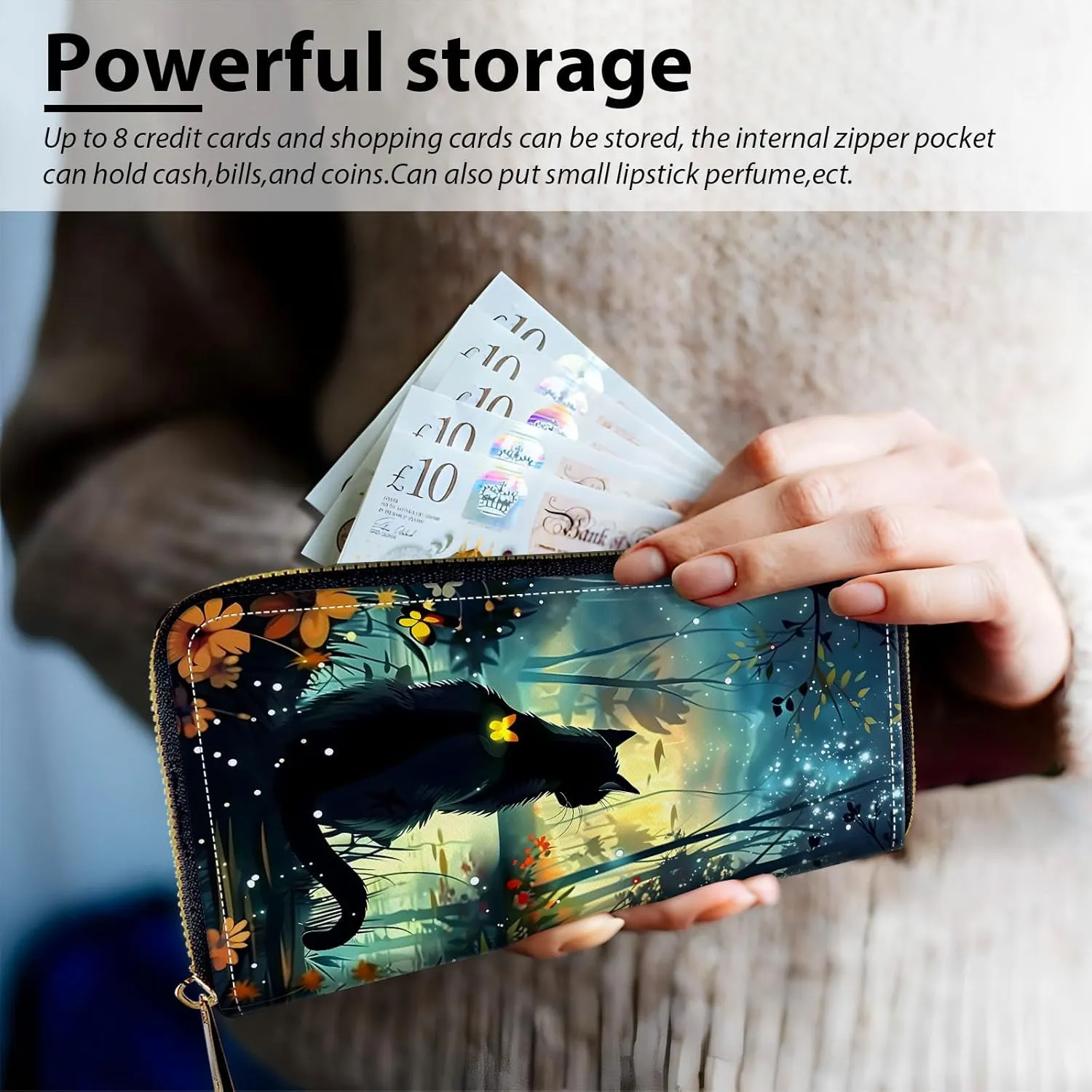 Long Wallet for Women, PU Leather Wristlet Wallet with Zipper Credit Card Holder Pocket Business Travel Wallet