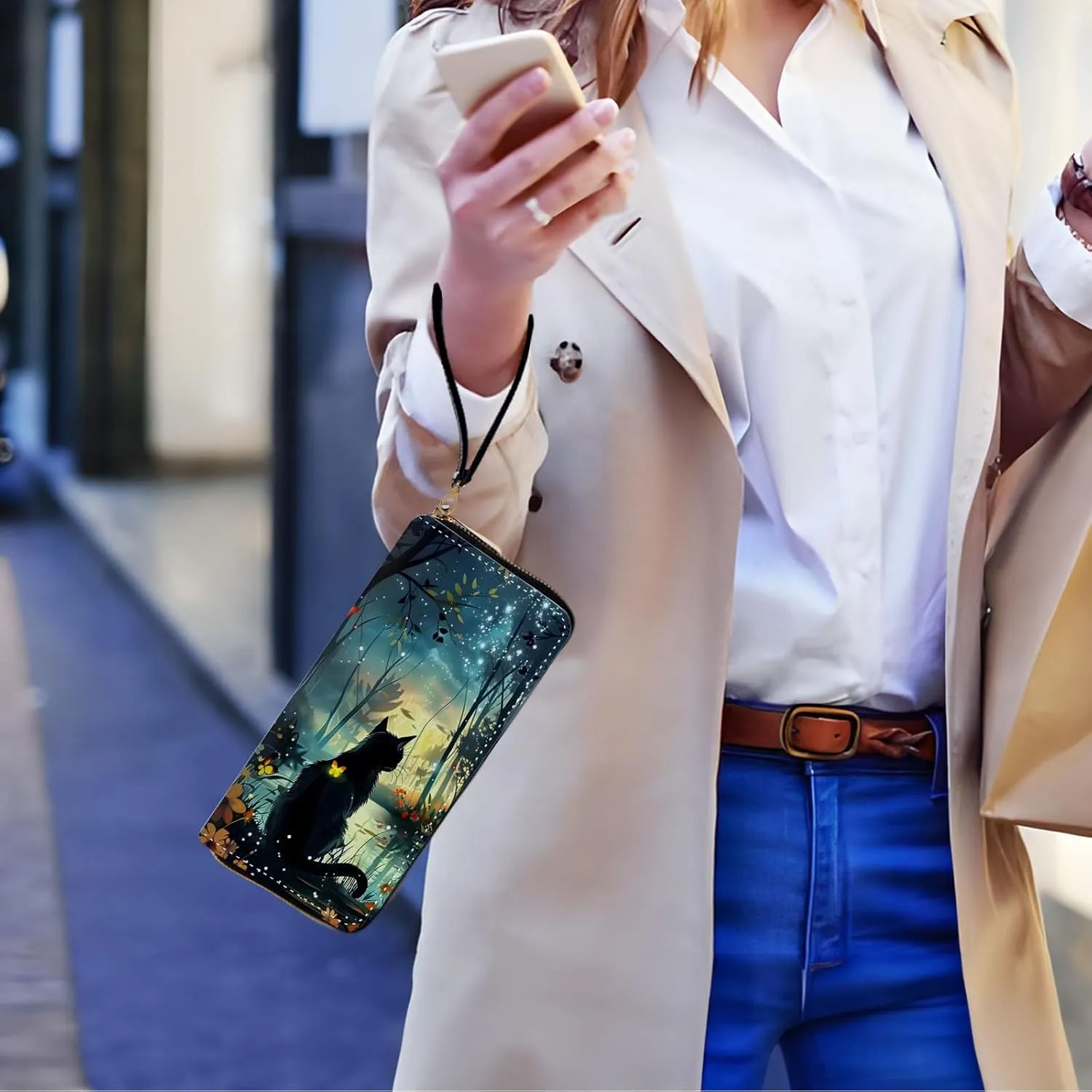 Long Wallet for Women, PU Leather Wristlet Wallet with Zipper Credit Card Holder Pocket Business Travel Wallet
