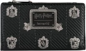 Loungefly x Harry Potter Hogwarts Houses Crests Bifold Wallet (Black Multi, One Size)