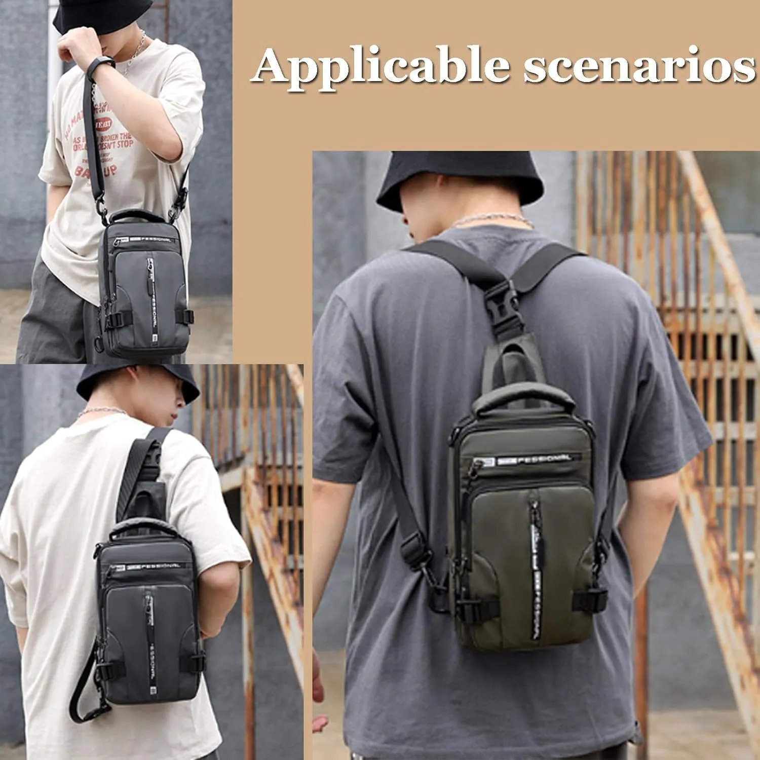 Luckyabow Waterproof Crossbody Bag, Mens Crossbody Bag, Waterproof Sling Bag Crossbody Backpack For Mens