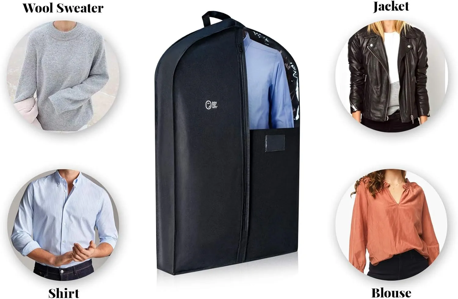 Luxury Storage Garment Bag for Men and Women Shirt, Blouse, Wool Sweater, Suit Jacket | 40 Inch   5 Inch Gusset | Premium Hanging, Breathable, Foldable Clothes Protector and Travel Cover