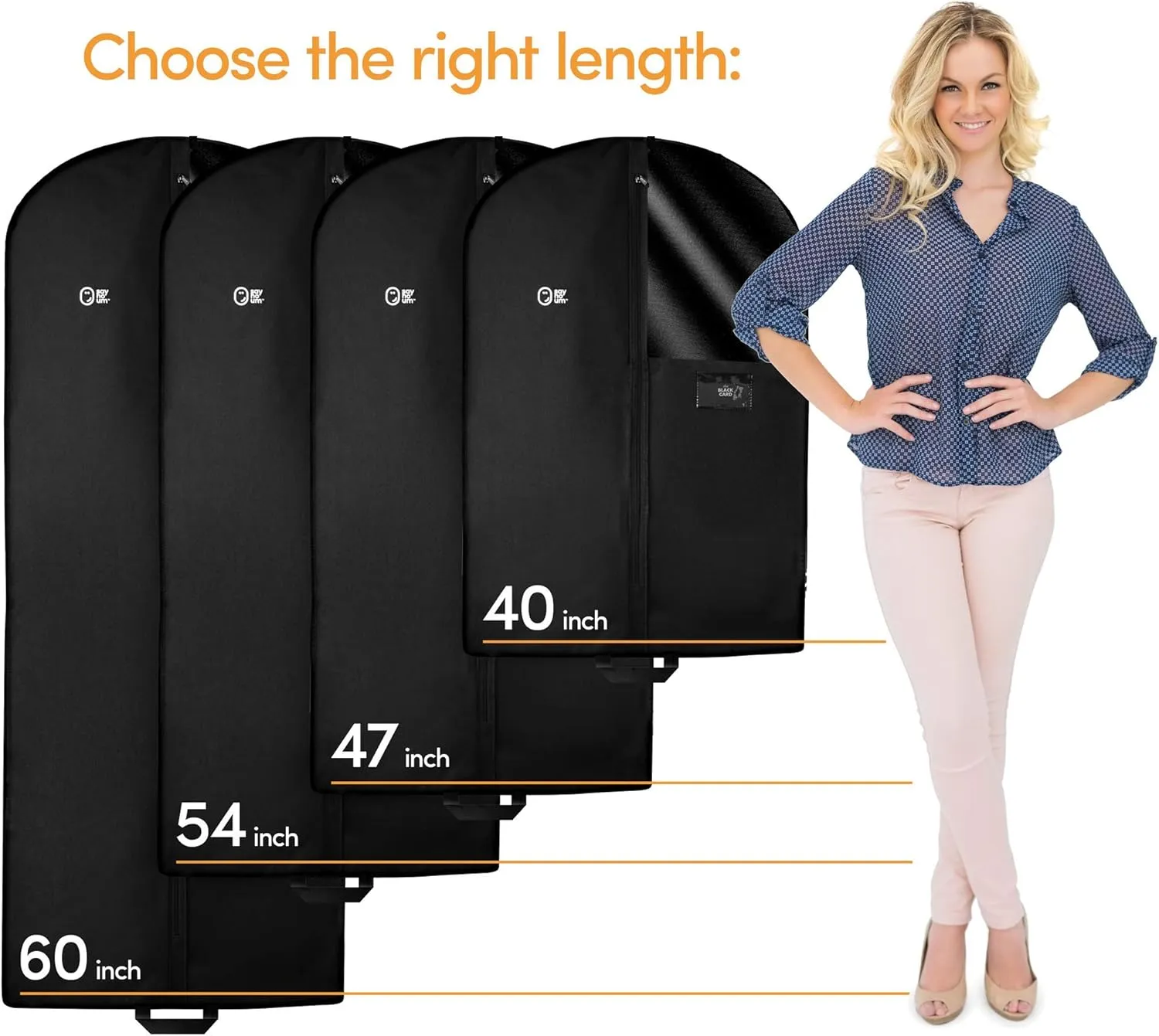 Luxury Storage Garment Bag for Men and Women Shirt, Blouse, Wool Sweater, Suit Jacket | 40 Inch   5 Inch Gusset | Premium Hanging, Breathable, Foldable Clothes Protector and Travel Cover
