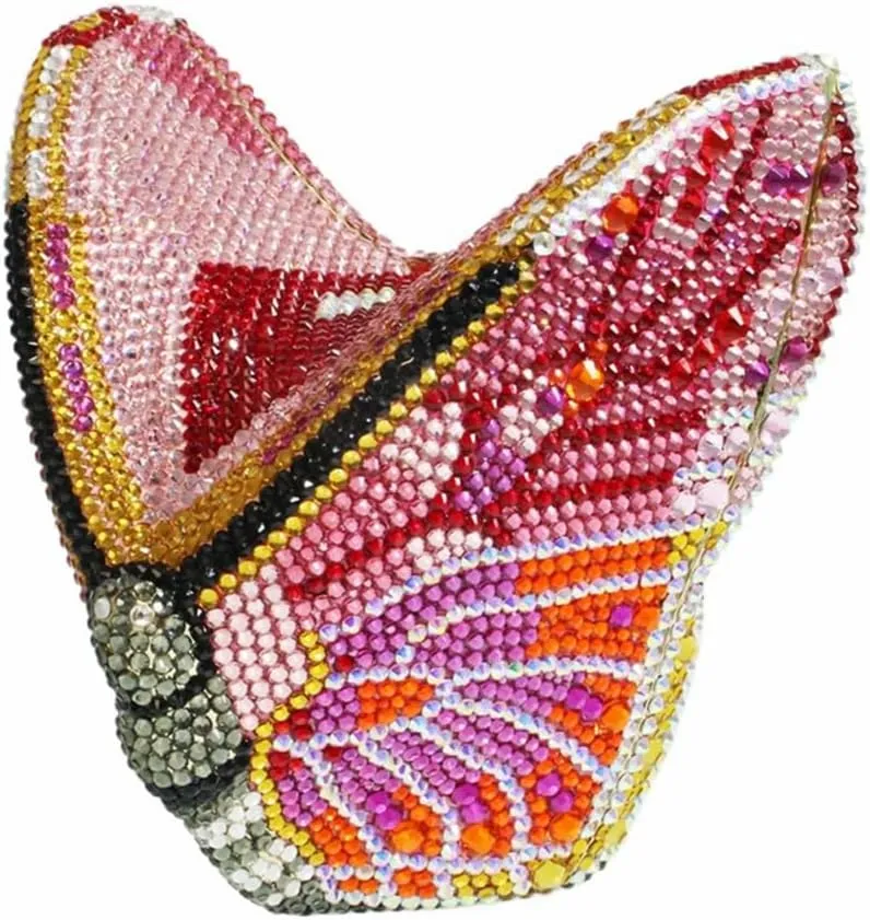 Luxury Women Butterfly Rhinestone Clutch Purse Ladies Crystal Evening Bag Diamonds Bridal Purse Cocktail Prom Handbag