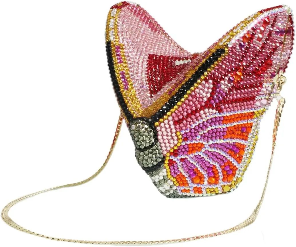 Luxury Women Butterfly Rhinestone Clutch Purse Ladies Crystal Evening Bag Diamonds Bridal Purse Cocktail Prom Handbag