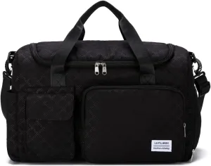 LUYILANXI Travel Duffel Bag, Large Capacity Weekender with Multiple Pockets, Dry-Wet Separation, Black