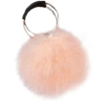 LVCOMEFF Women Furry Mini Handbag Wallet Round Purse Real Ostrich Feather Fluffy Plush Luxurious