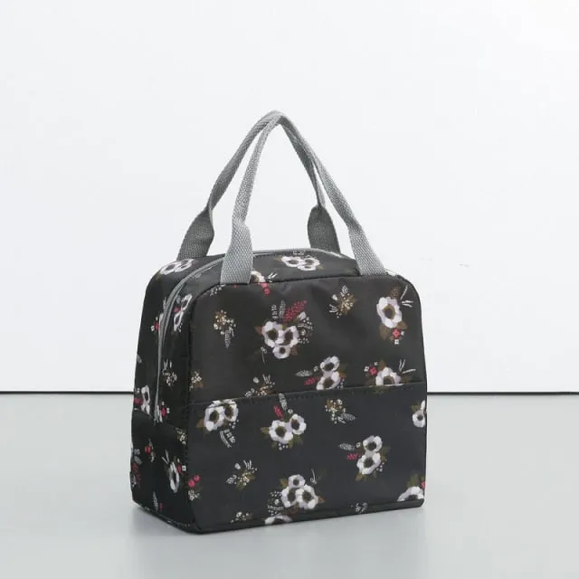 MACROUPTA Canvas Pattern Insulated Cooler Lunch Box Bag