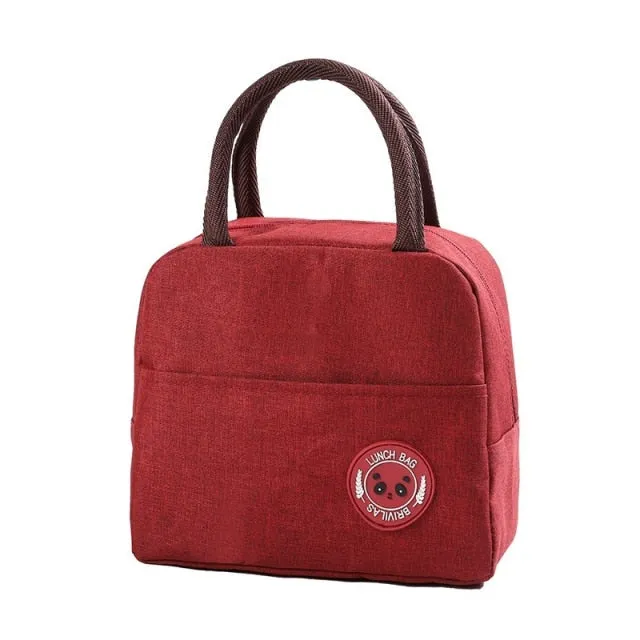 MACROUPTA Canvas Pattern Insulated Cooler Lunch Box Bag