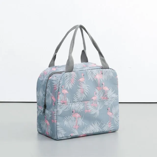 MACROUPTA Canvas Pattern Insulated Cooler Lunch Box Bag
