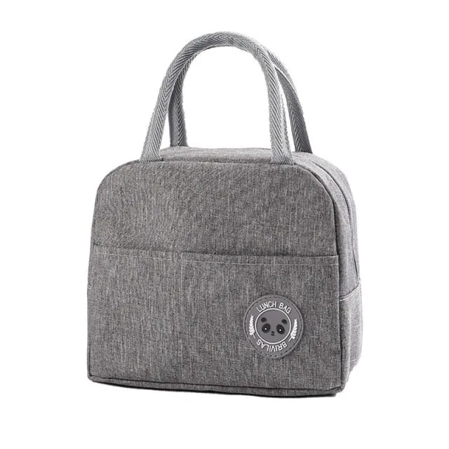 MACROUPTA Canvas Pattern Insulated Cooler Lunch Box Bag