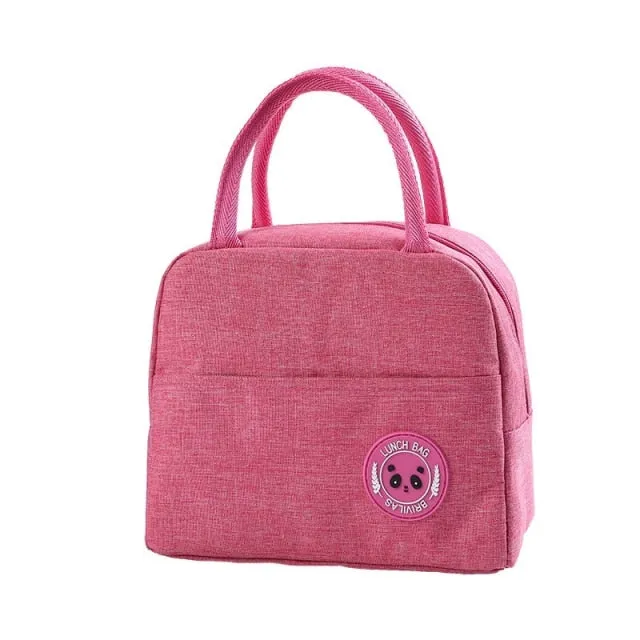 MACROUPTA Canvas Pattern Insulated Cooler Lunch Box Bag