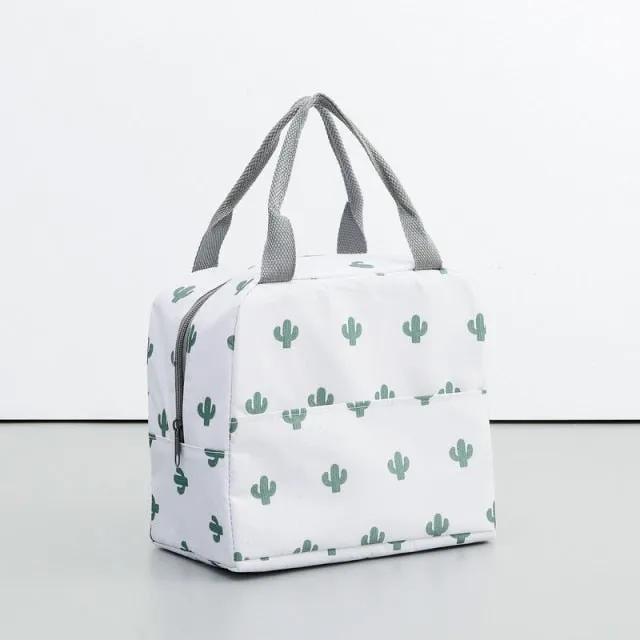 MACROUPTA Canvas Pattern Insulated Cooler Lunch Box Bag