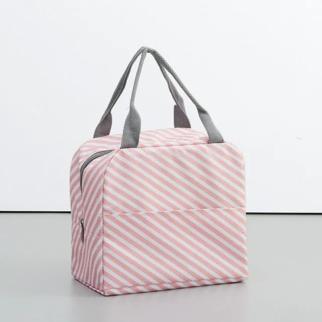 MACROUPTA Canvas Pattern Insulated Cooler Lunch Box Bag