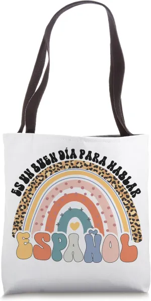 Maestra Best Bilingual Spanish Teacher Rainbow Leopard Tote Bag