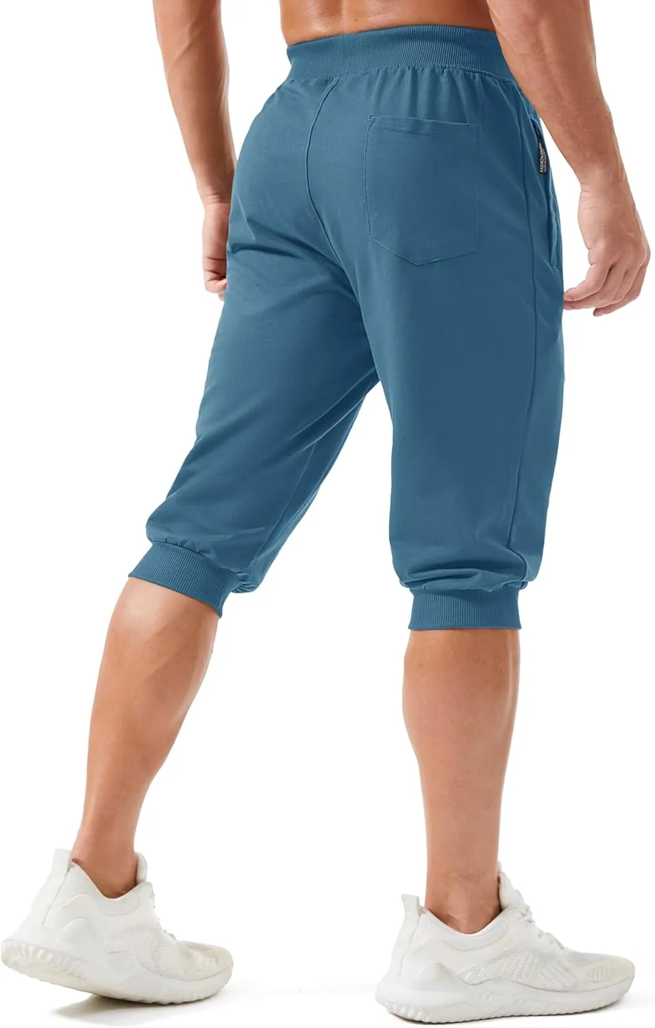MAGCOMSEN Men's 3/4 Joggers Capri Pants with Zipper Pockets Slim Fit Training Running Workout Capri Joggers