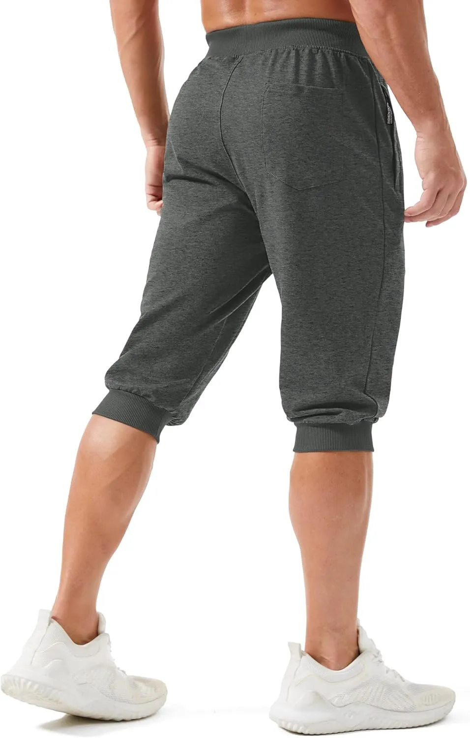 MAGCOMSEN Men's 3/4 Joggers Capri Pants with Zipper Pockets Slim Fit Training Running Workout Capri Joggers