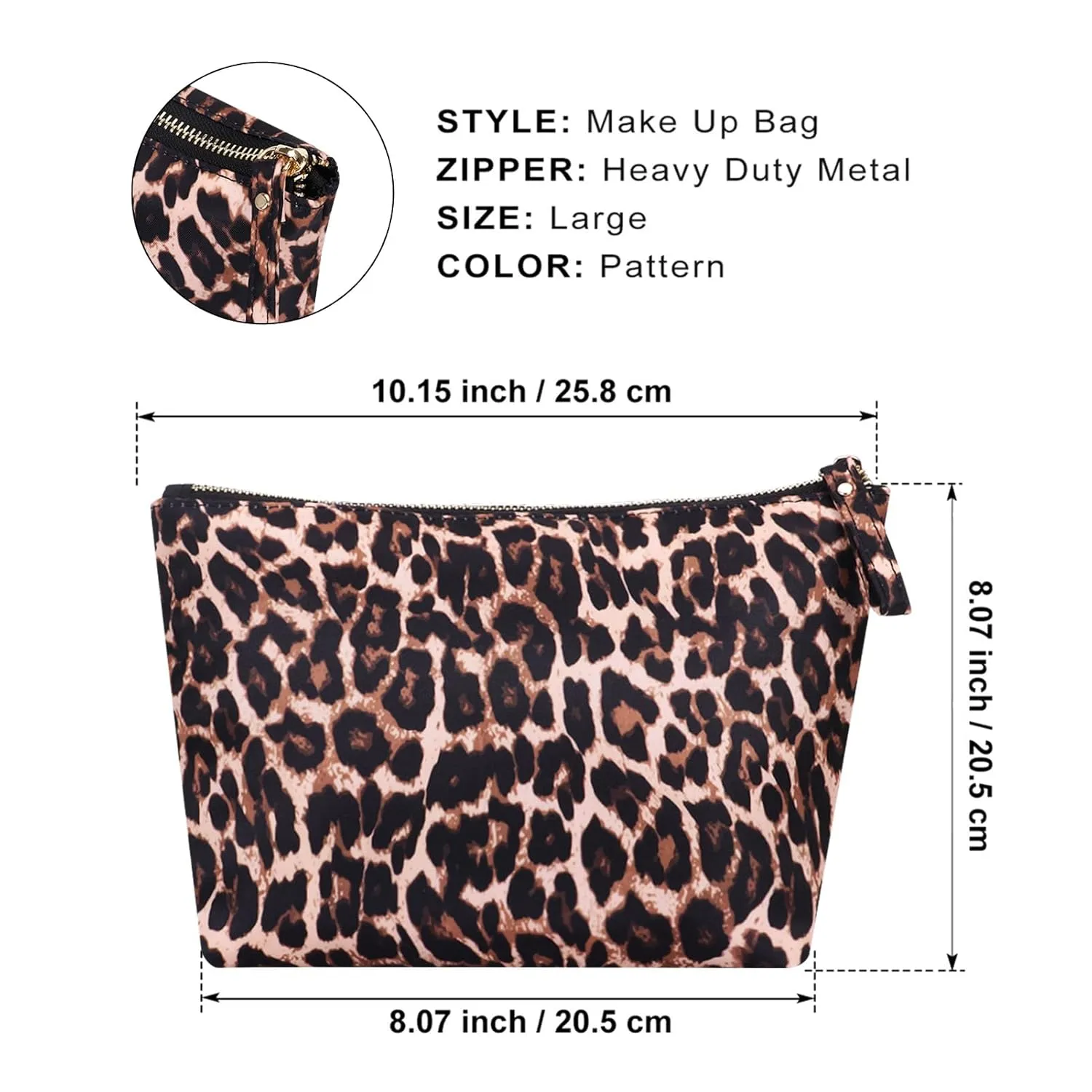Makeup Bags for Purse Zipper Cosmetic Pouch Large Travel Make Up Organizer Tool Pouch for Women, Leopard