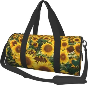 Many beautiful sunflowers Printed Sports Gym Bag for Men Women Foldable Duffel Bag Carry On Weekender Bag for Travel Sports