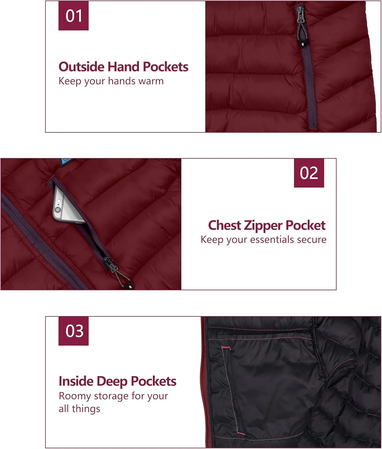 Mapamyumco Women's Puffer Jacket, Lightweight Hooded Winter Coat Windproof and Packable
