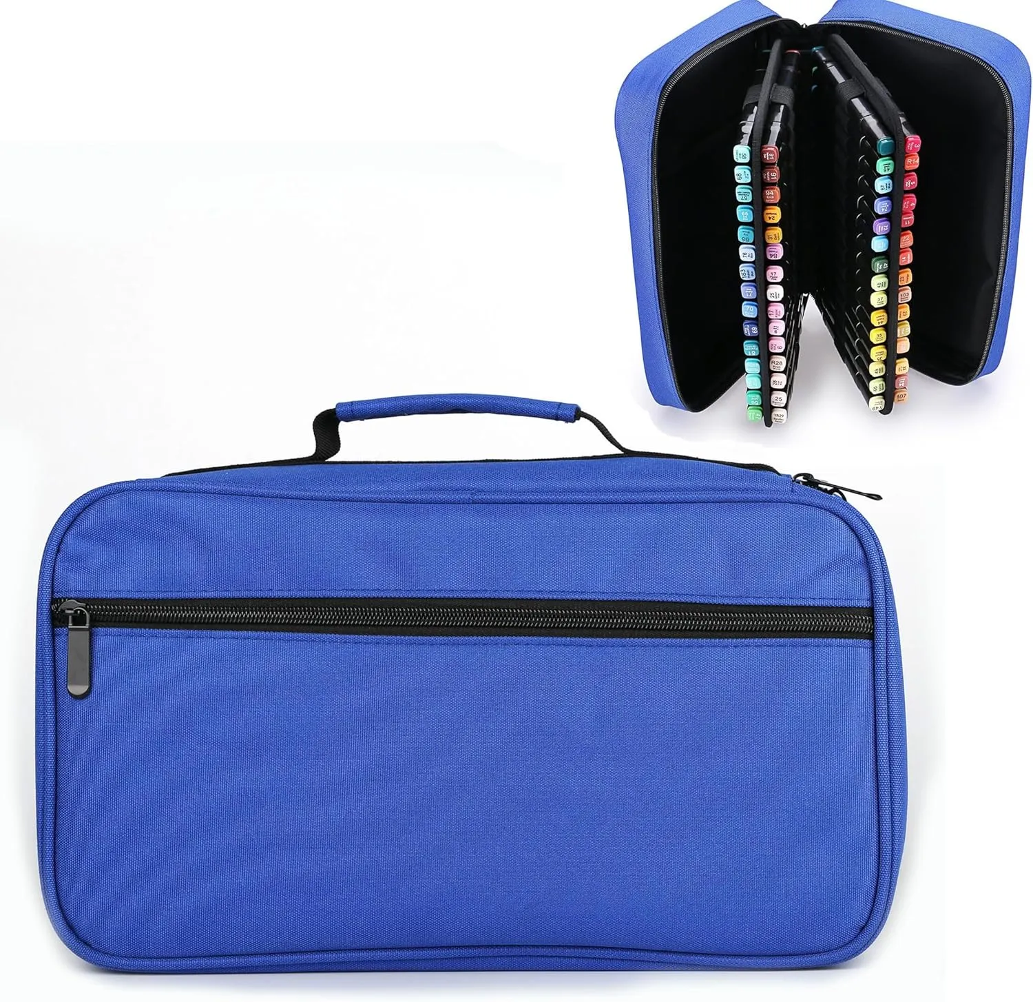 Marker Case, 60 Slots Blue Alcohol Marker Case Markers Carrying Bag Holder for Art Sketch Marker, Permanent Paint Marker, Dry Erase Marker, Repair Marker Pen, Color Highlighte Art Supplies