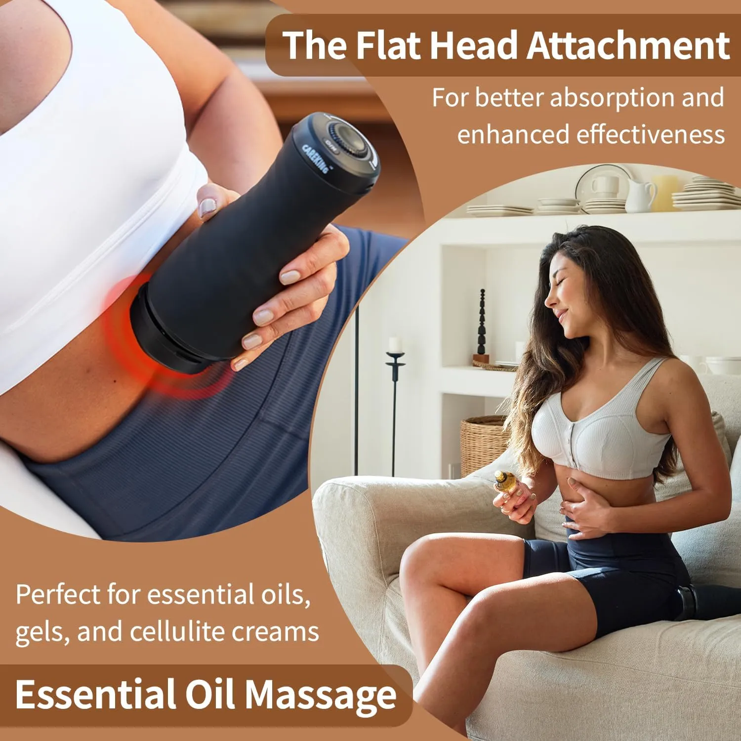 Massage Gun Deep Tissue for Women, Vibration Therapy for Muscle Recovery Pain Relief Cellulite Massager for Leg Thigh Abdomen Neck Shoulder Lymphatic Drainage Massager Body Sculpting Machine