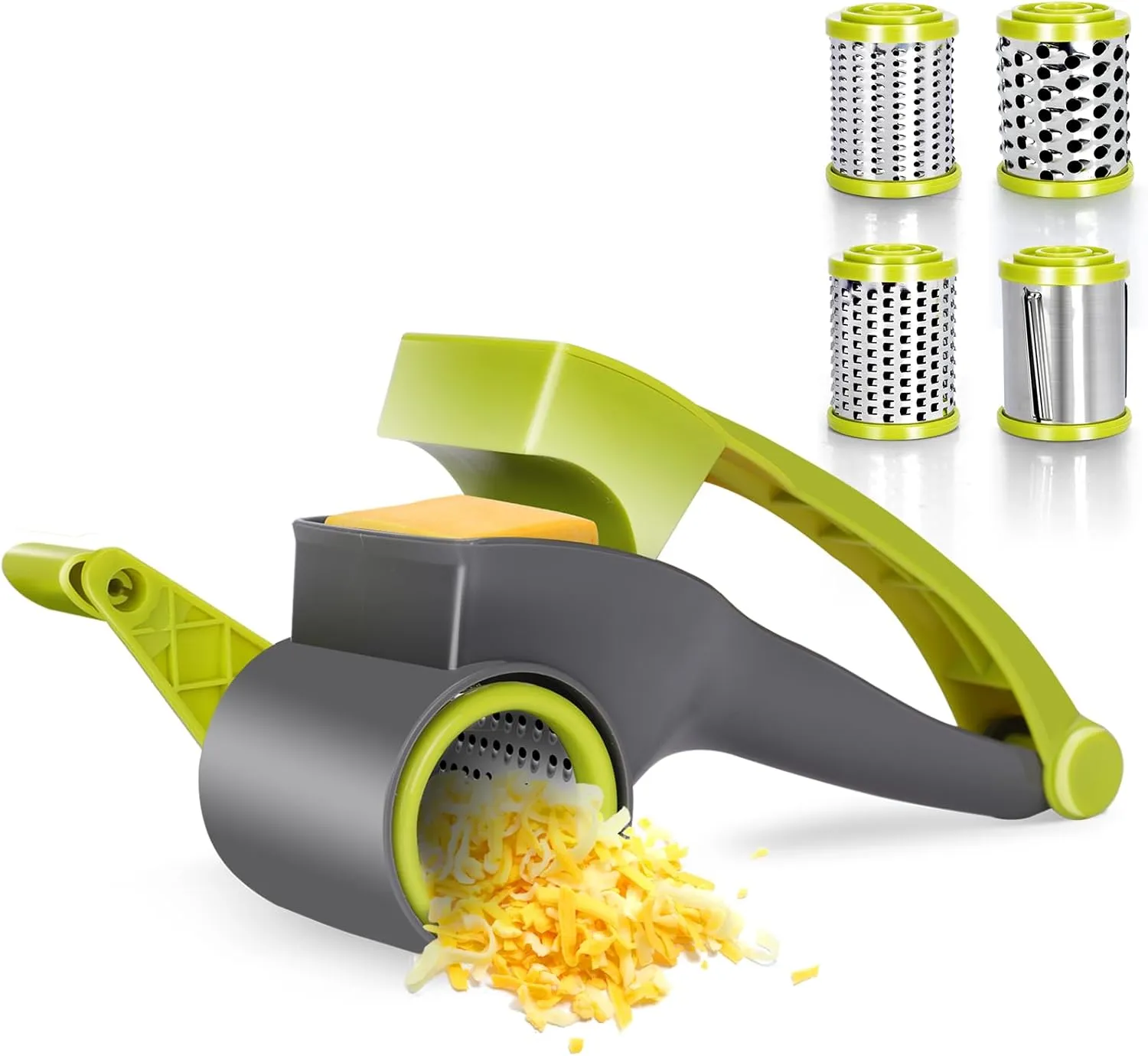 Masthome Cheese Grater with Handle,Parmesan Cheese Grater Hand Crank,Rotary Vegetable Chopper with 4 Stainless Steel Drums for Grating and Shredding Hard Cheese, Chocolate, Nuts