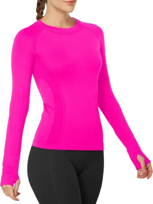 MathCat Workout Shirts for Women Long Sleeve, Workout Tops for Women, Quick Dry Gym Athletic Tops，Seamless Yoga Shirts
