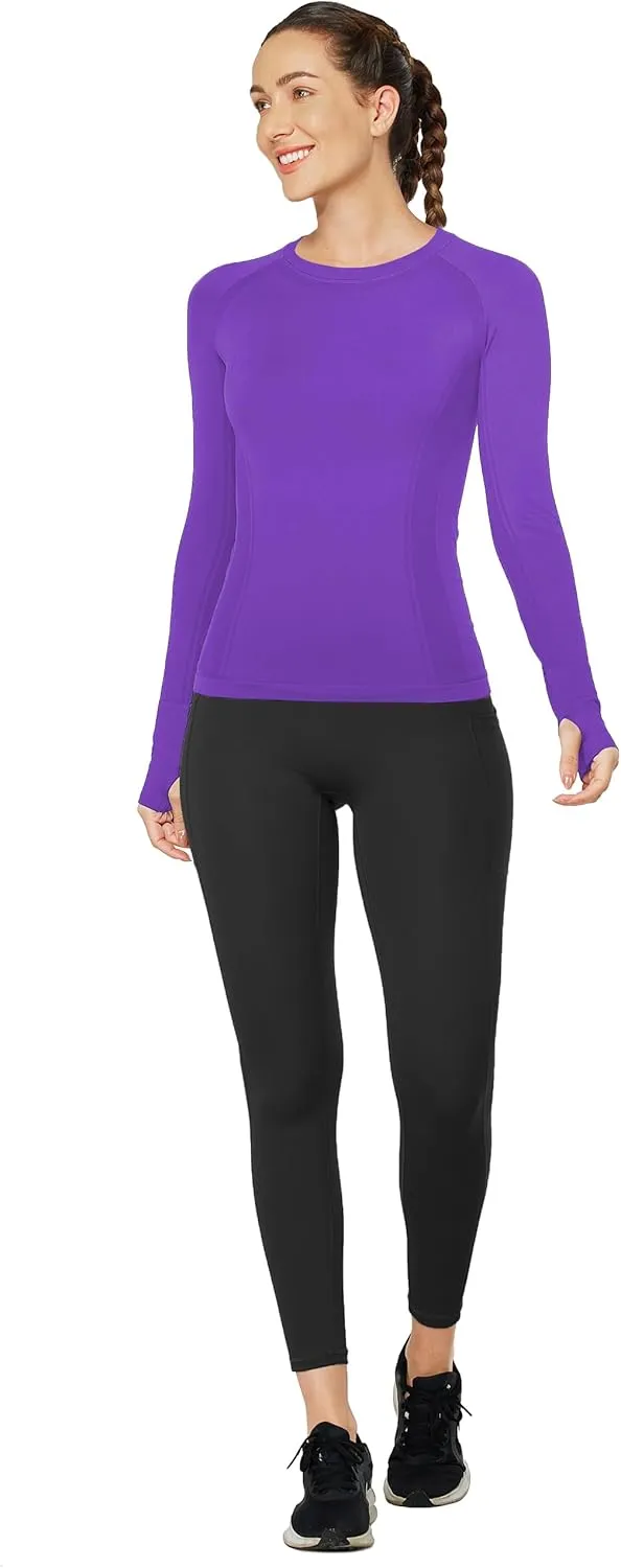 MathCat Workout Shirts for Women Long Sleeve, Workout Tops for Women, Quick Dry Gym Athletic Tops，Seamless Yoga Shirts