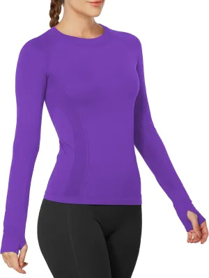 MathCat Workout Shirts for Women Long Sleeve, Workout Tops for Women, Quick Dry Gym Athletic Tops，Seamless Yoga Shirts