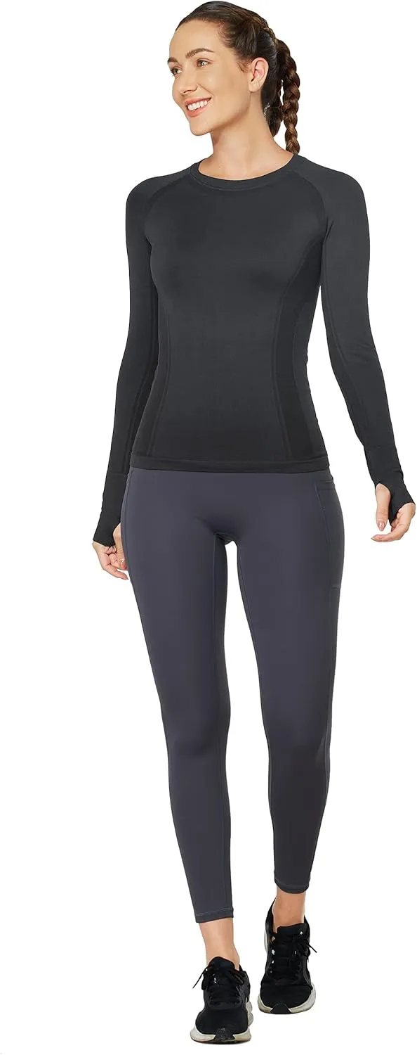 MathCat Workout Shirts for Women Long Sleeve, Workout Tops for Women, Quick Dry Gym Athletic Tops，Seamless Yoga Shirts