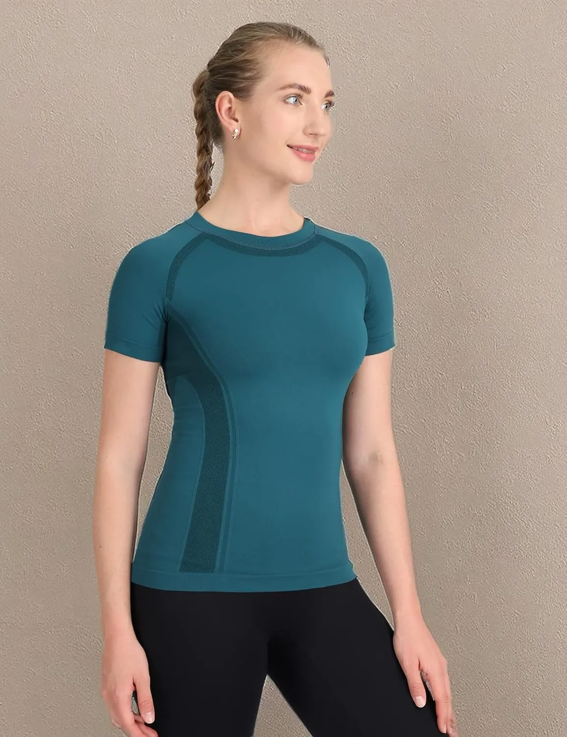 MathCat Workout Shirts for Women Short Sleeve, Workout Tops for Women, Quick Dry Gym Athletic Tops，Seamless Yoga Shirts